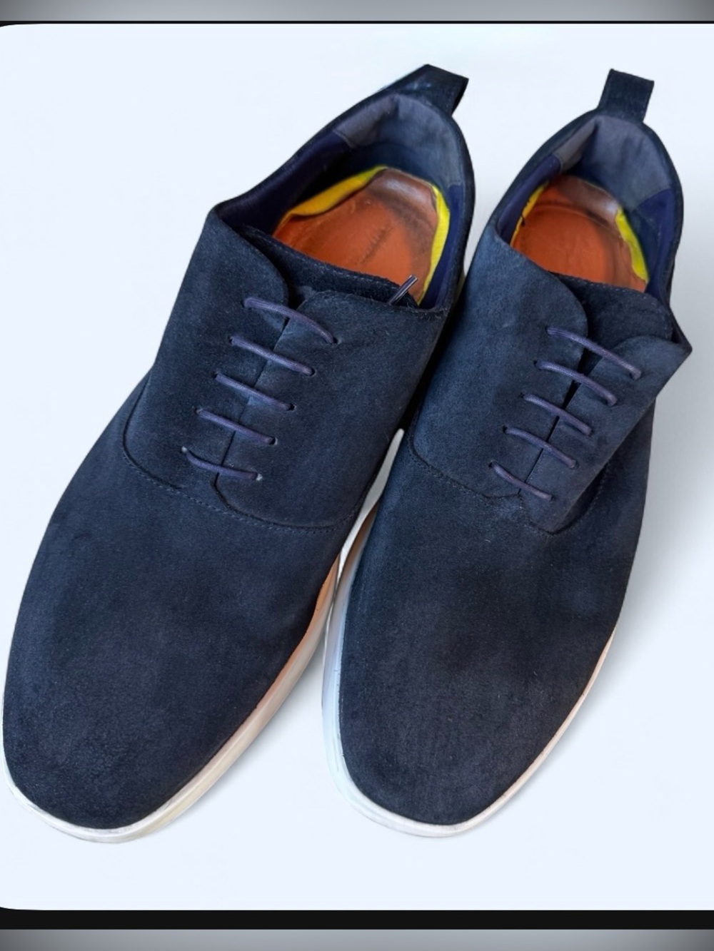 Wolf & Shepherd Men's Suede Derby Shoes in Navy - Comfortable Modern Lace-Up 10M
